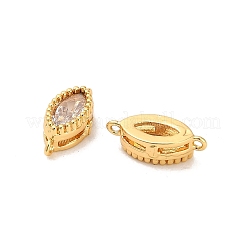 Brass Pave Clear Cubic Zirconia Horse Eye Connector Charms&nbsp;KK-H515-07G