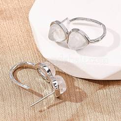 Valentine's Day Heart Natural Quartz Crystal Stud Earrings&nbsp;EJEW-T053-01P-08