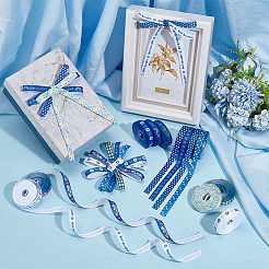 12 Rolls 12 Colors Hanukkah Polyester Printed Grosgrain Ribbon&nbsp;OCOR-PH0005-50