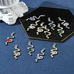 12Pcs 2 Colors Rack Plating Alloy Rhinestone Pendants&nbsp;FIND-FS0003-70