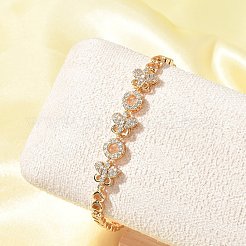 Brass Micro Pave Cubic Zirconia Link Chain Bracelets&nbsp;KK-R217-44G