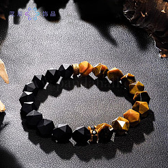 Natural Tiger Eye & Obsidian Beaded Stretch Bracelets for Women Men&nbsp;WG6996F-01