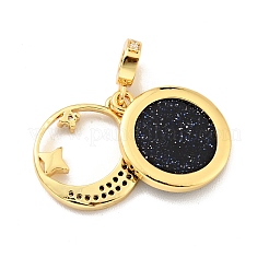 Synthetic Blue Goldstone Clear Cubic Zirconia Pendants&nbsp;KK-E015-26G