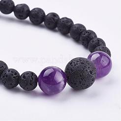 Natural Amethyst Beaded Necklaces & Stretch Bracelets Jewelry Sets&nbsp;SJEW-JS00918-05