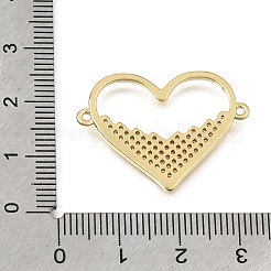 Valentine's Day Brass Micro Pave Clear Cubic Zirconia Heart Links Connector Charms&nbsp;KK-C263-15G