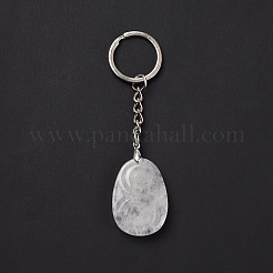 Natural Quartz Crystal Teardrop with Spiral Pendant Keychain&nbsp;KEYC-A031-02P-06