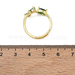 Flower Brass Glass Adjustable Finger Rings&nbsp;GL-CBA18A7-01G-02