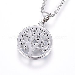 Brass Micro Pave Cubic Zirconia Pendant Necklaces&nbsp;NJEW-L146-03P