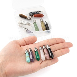 15Pcs 15 Style Natural & Synthetic Gemstone Pointed Pendants&nbsp;G-LS0001-75