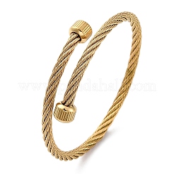 304 Stainless Steel Torque Bangles for Women&nbsp;BJEW-P310-15G