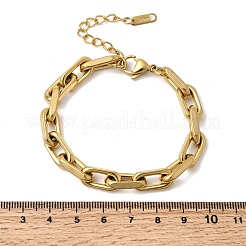 304 Stainless Steel Rectangle Ring Link Chain Bracelets for Women&nbsp;BJEW-A152-02G