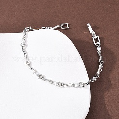 Brass Micro Pave Clear Cubic Zirconia Link Chain Bracelets for Women&nbsp;BJEW-D387-02P