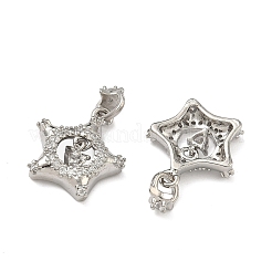 Brass Micro Pave Clear Cubic Zirconia Pendants&nbsp;KK-D228-26P