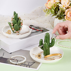 2Pcs 2 Styles Cactus Aloe Porcelain Jewelry Plates&nbsp;DJEW-PH0001-58