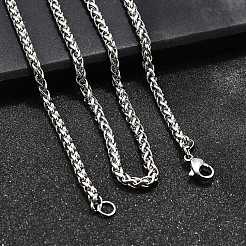 Tarnish Resistant Trendy Men's 201 Stainless Steel Wheat Chain Necklaces&nbsp;NJEW-L043A-45P