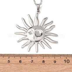304 Stainless Steel Sun Pendant Cable Chain Necklaces for Men Women&nbsp;NJEW-K308-04C-P