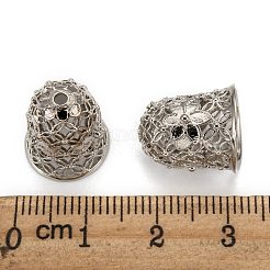 Hollow Bell with Flower Brass Cord Ends&nbsp;KK-M168-01P