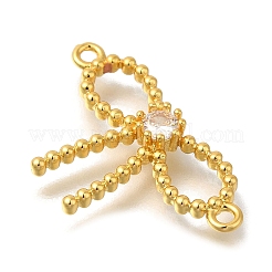 Rack Plating Brass Pave Clear Cubic Zirconia Bowknot Connector Charms&nbsp;LS-KK-I716-29G