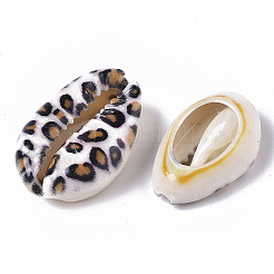 Printed Natural Cowrie Shell Beads&nbsp;X-SSHEL-R047-01-B02
