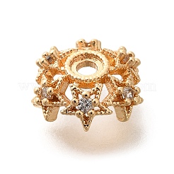 Rack Plating Brass Micro Pave Clear Cubic Zirconia Bead Caps&nbsp;KK-H508-25A-KCG