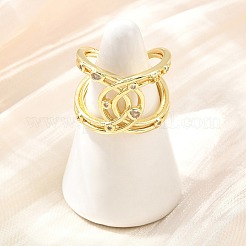 Brass Micro Pave Clear Cubic Zirconia Cuff Open Rings&nbsp;KK-CBA960E-22G