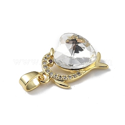 Real 18K Gold Plated Rack Plating Brass Micro Pave Clear Cubic Zirconia Pendants&nbsp;KK-C015-22G-17