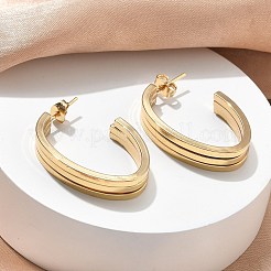 Triple C-Shaped 201 Stainless Steel Stud Earrings&nbsp;EJEW-D354-05G