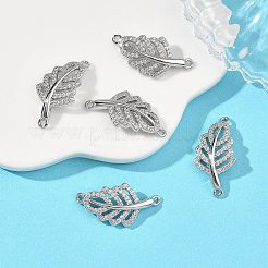 SHEGRACE Brass Micro Pave Clear Cubic Zirconia Connector Charms&nbsp;XGRQ3P816-600P