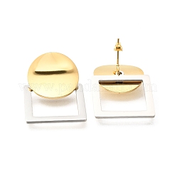 304 Stainless Steel Two Tone Stud Earrings&nbsp;EJEW-R012-01G&P