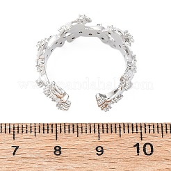 Brass Micro Pave Clear Cubic Zirconia Cuff Rings for Women&nbsp;RJEW-G345-02P