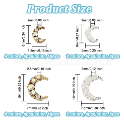48Pcs 12 Style Moon Alloy Rhinestone Cabochons&nbsp;MRMJ-OC0003-53
