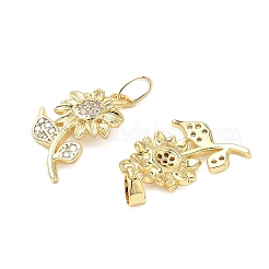Brass Micro Pave Clear Cubic Zirconia Pendants&nbsp;KK-B139-10G