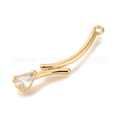 Brass Micro Pave Cubic Zirconia Pendants&nbsp;KK-M301-17G