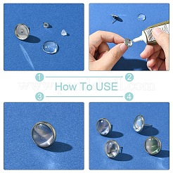 160Pcs 4 Styles Flat Round 304 Stainless Steel Stud Earring Settings with Transparent Glass Cabochons with 304 Stainless Steel Ear Nuts with Plastic Ear Nuts&nbsp;FIND-YW0005-37
