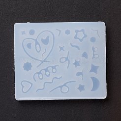 Line & Flat Round & Heart & Star & Flower & Moon Filling Silicone Molds&nbsp;X-DIY-M029-08