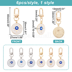 6Pcs 6 Style Alloy Enamel Turkish Blue Evil Eye Pendant Decoration&nbsp;KEYC-AR0001-15