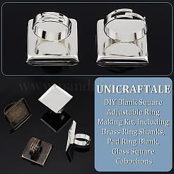 DIY Blank Square Adjustable Ring Making Kit&nbsp;DIY-UN0005-64