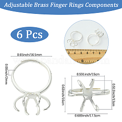 6Pcs Adjustable Brass Ring Components&nbsp;KK-BBC0021-25