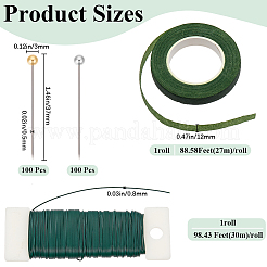 200Pcs Alloy Ball Head Pin with 1Roll Garden Grafting Paper Tape with 1 Roll Iron Wire Grimp Wire&nbsp;DIY-BBC0002-10