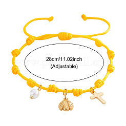 Brass & Imitation Pearl Charm Bracelets&nbsp;DP7998-8