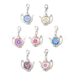 Handmade Polymer Clay & Tibetan Silver Alloy Teapot Pendant Decorations&nbsp;HJEW-JM04024