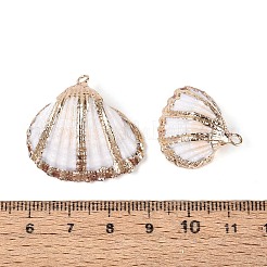 Electroplate Natural Sea Shell Pendants&nbsp;SSHEL-T018-16