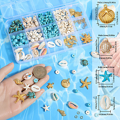 DIY Ocean Theme Synthetic Turquoise & Natural Cowrie Shell & Alloy Jewelry Making Findings Beads Kits&nbsp;DIY-SC0027-45