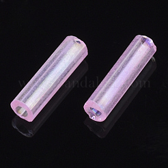 Transparent Colours Rainbow Glass Bugle Beads&nbsp;TSDB6MM01