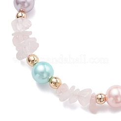 3Pcs Natural Rose Quartz & Amethyst & White Moonstone Chip Beaded Bracelets for Women&nbsp;BJEW-JB12309