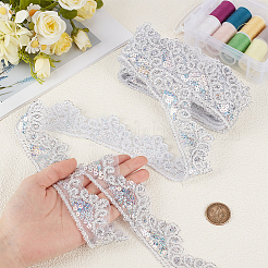 10 Yards Sparkle Polyamide Wavy Flower Lace Trim&nbsp;OCOR-WH20022-023B