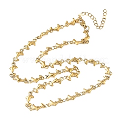 304 Stainless Steel Dolphin Link Chain Necklaces for Women&nbsp;NJEW-G201-02G