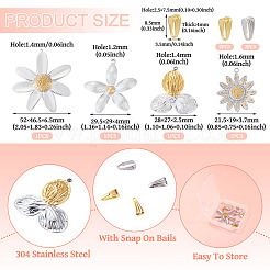 4Pcs 4 Styles 304 Stainless Steel Pendants&nbsp;STAS-TA0006-30