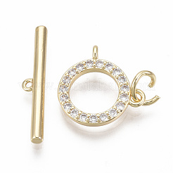 Brass Micro Pave Clear Cubic Zirconia Toggle Clasps&nbsp;KK-T063-016B-NF