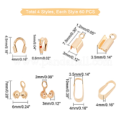 240Pcs 4 Style  Brass Folding Crimp Ends&nbsp;KK-PH0003-63